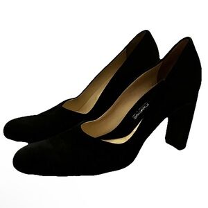 Joan & David Black Suede Pumps - Classic Block Heel - Size 8.5